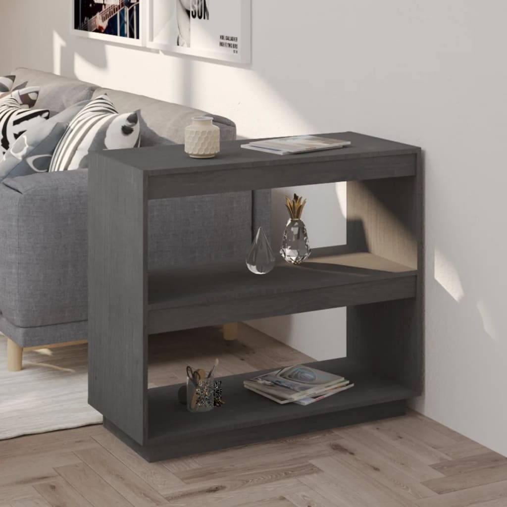 vidaXL Bibliothèque Gris 80x35x71 cm Pin massif