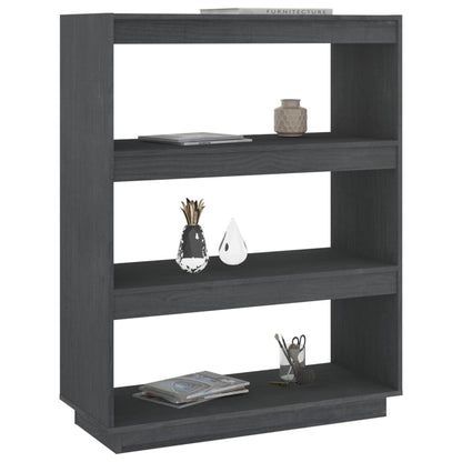 vidaXL Bücherregal/Raumteiler Grau 80x35x103 cm Massivholz Kiefer