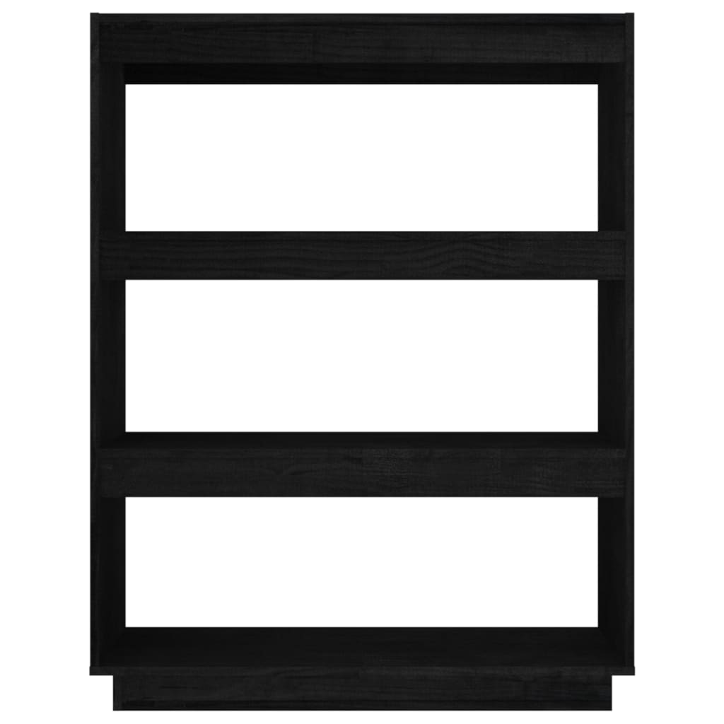vidaXL Bücherregal/Raumteiler Schwarz 80x35x103 cm Massivholz Kiefer