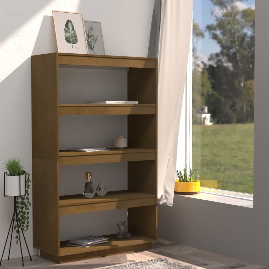 vidaXL Bücherregal/Raumteiler Honigbraun 80x35x135 Massivholz Kiefer