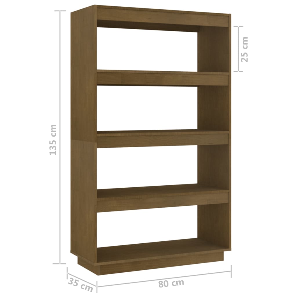 vidaXL Bücherregal/Raumteiler Honigbraun 80x35x135 Massivholz Kiefer