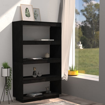 vidaXL Bibliothèque/Séparateur de pièce Noir 80x35x135 cm Bois de pin massif