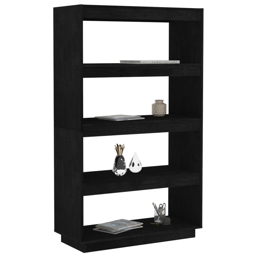 vidaXL Bibliothèque/Séparateur de pièce Noir 80x35x135 cm Bois de pin massif
