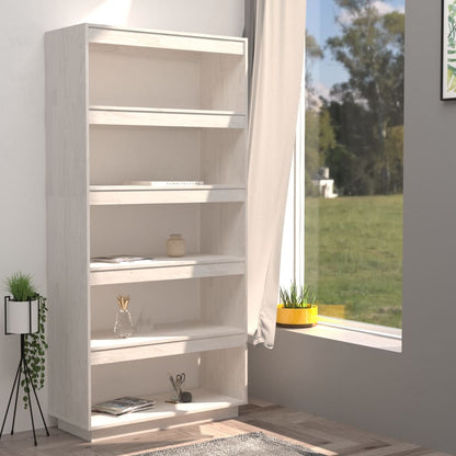 vidaXL Bücherregal/Raumteiler Weiß 80x35x167 cm Massivholz Kiefer