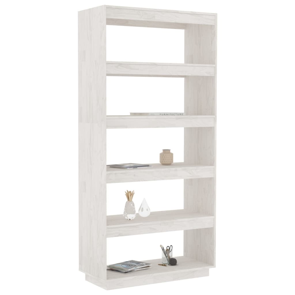 vidaXL Bücherregal/Raumteiler Weiß 80x35x167 cm Massivholz Kiefer