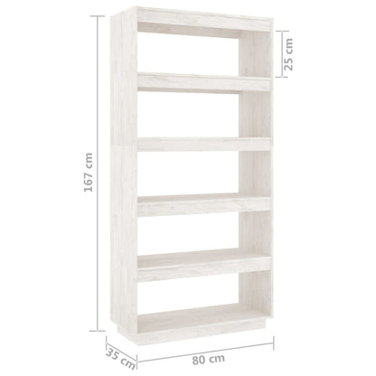 vidaXL Bücherregal/Raumteiler Weiß 80x35x167 cm Massivholz Kiefer