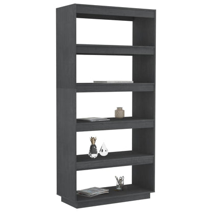 vidaXL Bücherregal/Raumteiler Grau 80x35x167 cm Massivholz Kiefer