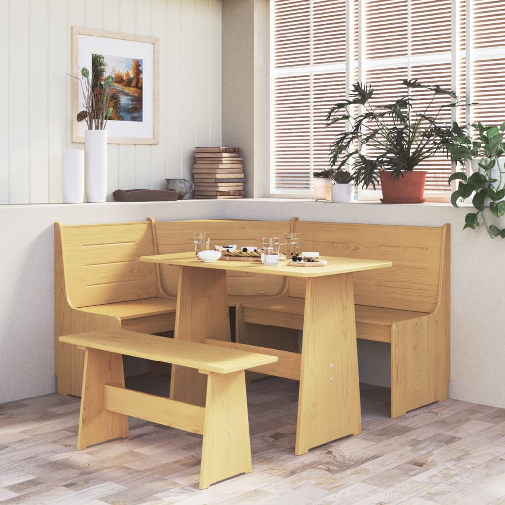 vidaXL 3-tlg. Eckbankgruppe REINE Honigbraun Massivholz Kiefer