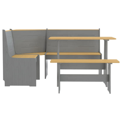 vidaXL Ensemble banquette d'angle 3 pcs REINE miel-marron gris pin massif