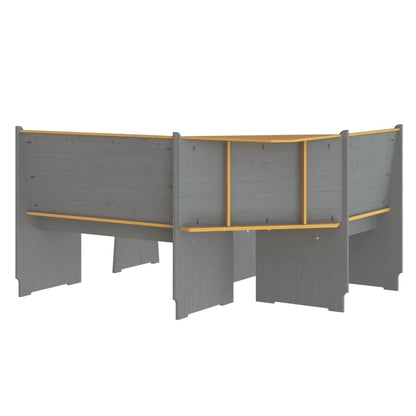vidaXL Ensemble banquette d'angle 3 pcs REINE miel-marron gris pin massif