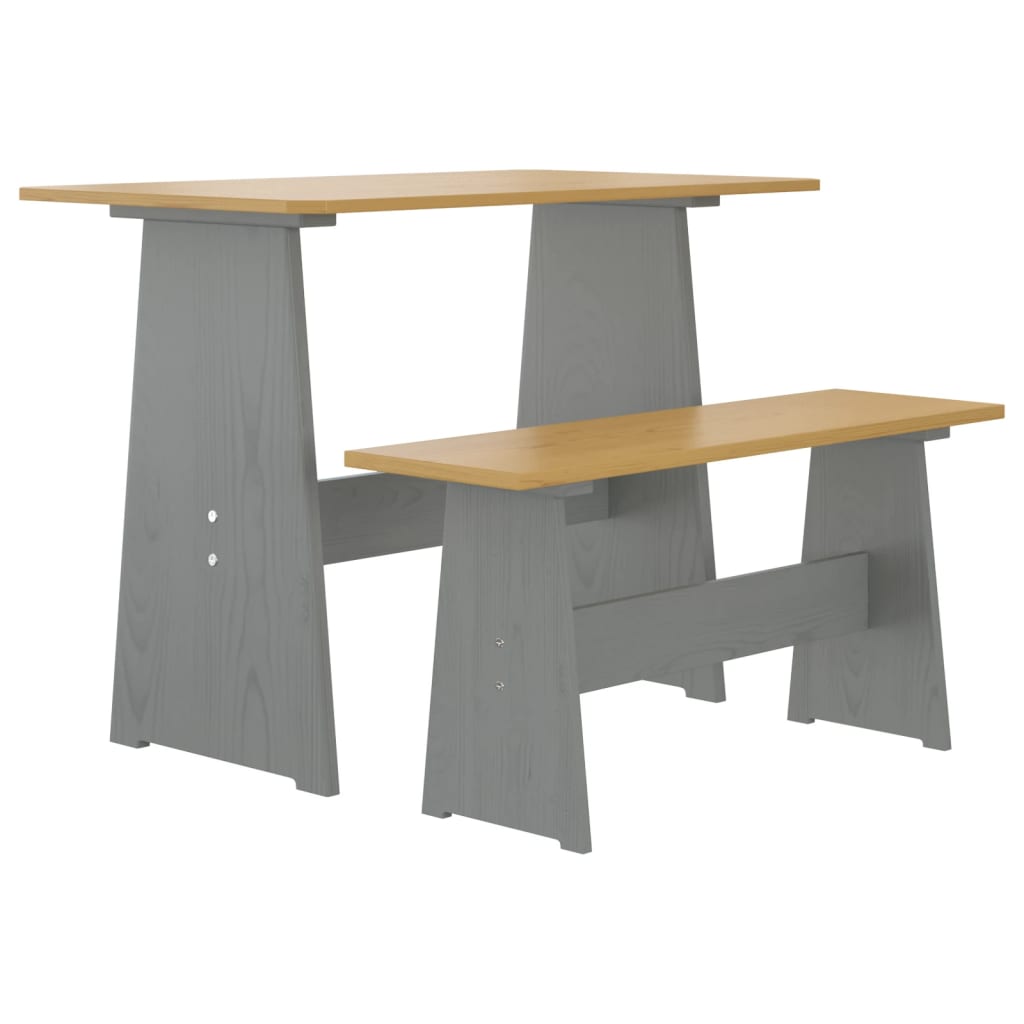 vidaXL Ensemble banquette d'angle 3 pcs REINE miel-marron gris pin massif
