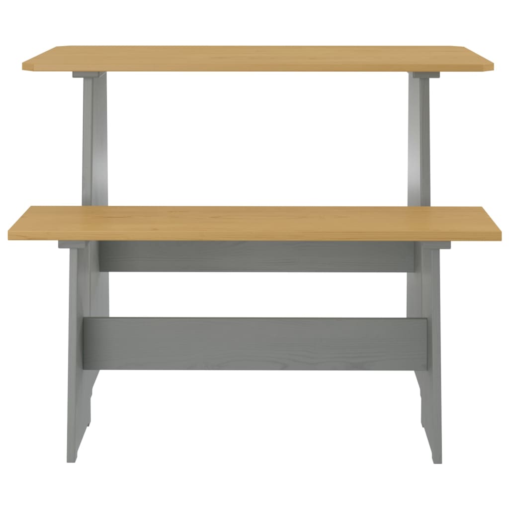 vidaXL Ensemble banquette d'angle 3 pcs REINE miel-marron gris pin massif