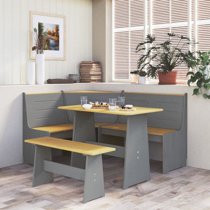 vidaXL Ensemble banquette d'angle 3 pcs REINE miel-marron gris pin massif