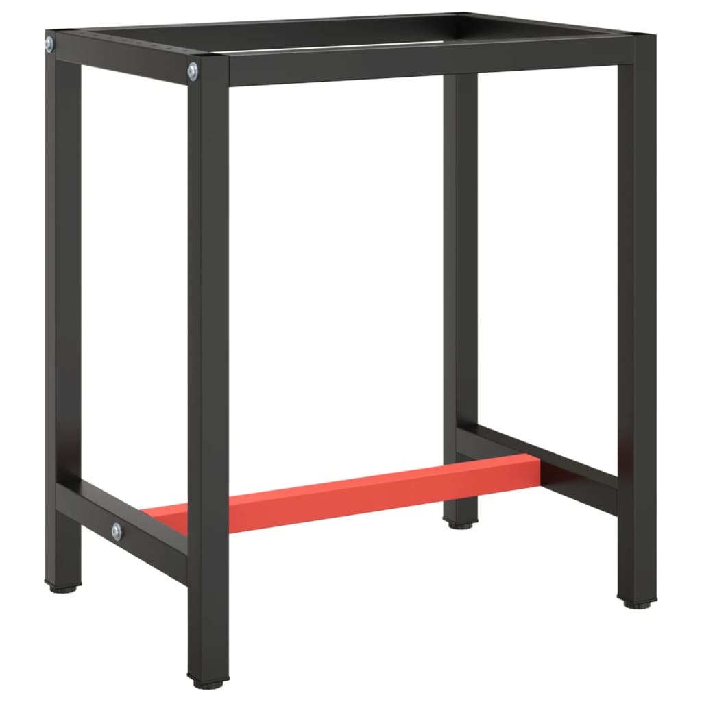vidaXL Bâti d'établi noir mat et rouge mat 70x50x79 cm métal