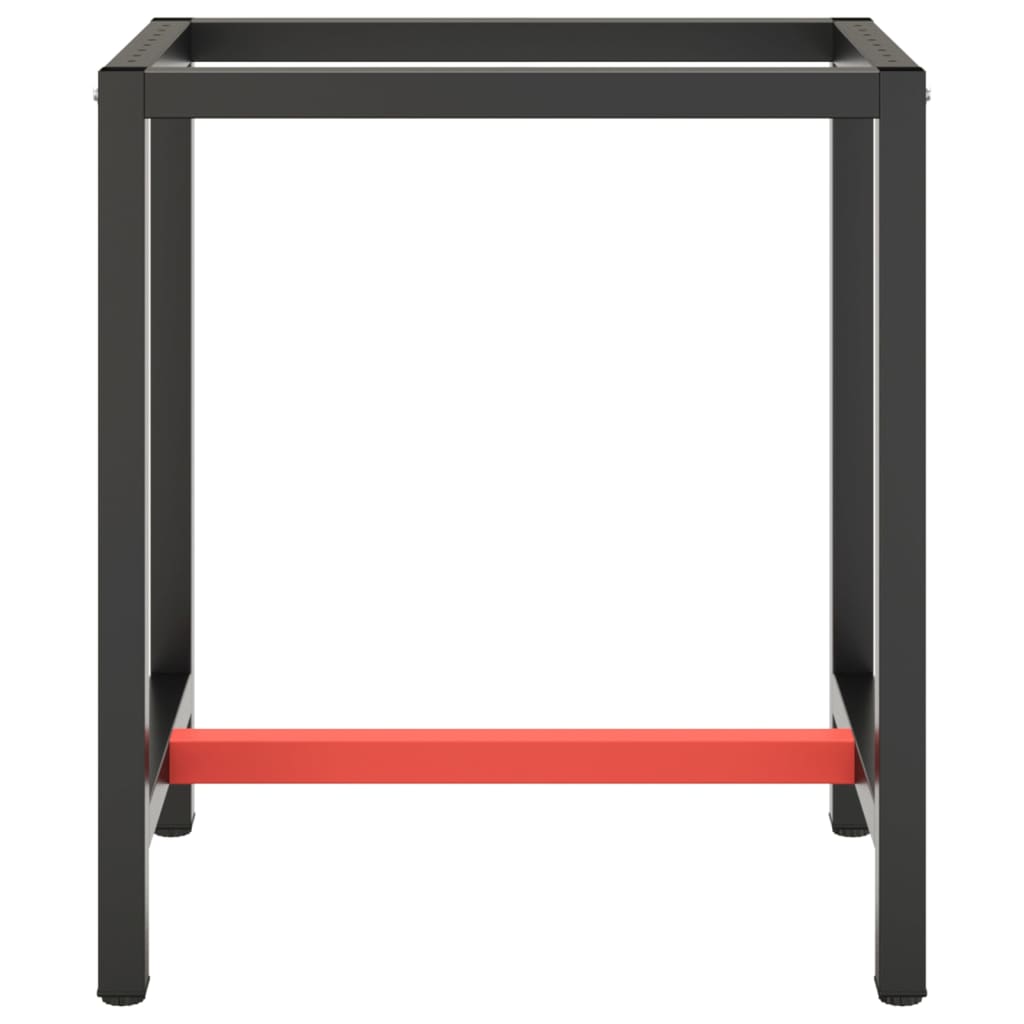 vidaXL Bâti d'établi noir mat et rouge mat 70x50x79 cm métal