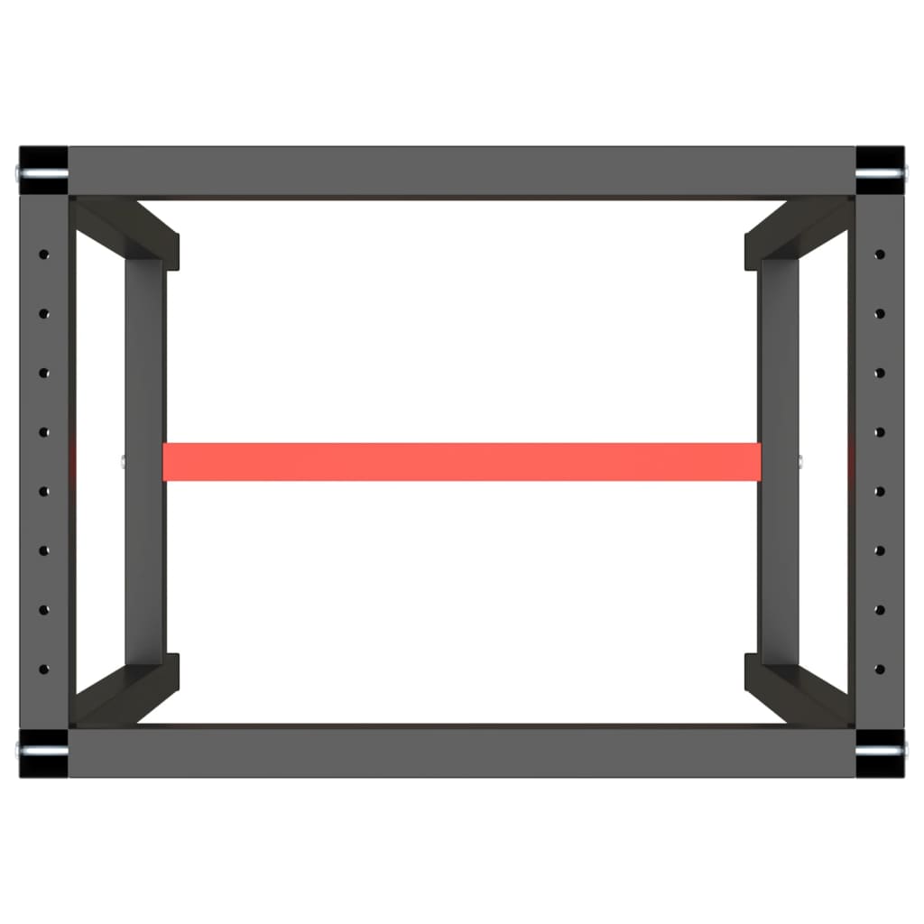vidaXL Bâti d'établi noir mat et rouge mat 70x50x79 cm métal