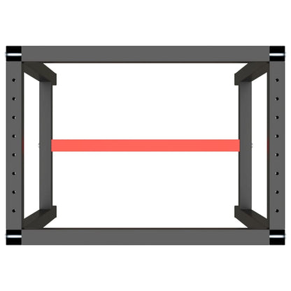 vidaXL Bâti d'établi noir mat et rouge mat 70x50x79 cm métal