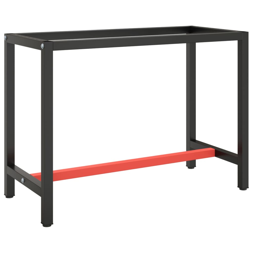 vidaXL Châssis d'établi noir mat et rouge mat 110 x 50 x 79 cm Métal