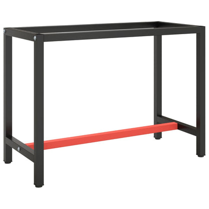 vidaXL Châssis d'établi noir mat et rouge mat 110 x 50 x 79 cm Métal