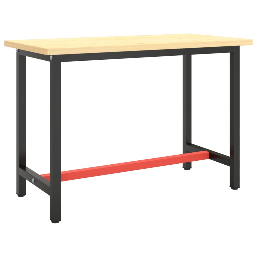 vidaXL Châssis d'établi noir mat et rouge mat 110 x 50 x 79 cm Métal