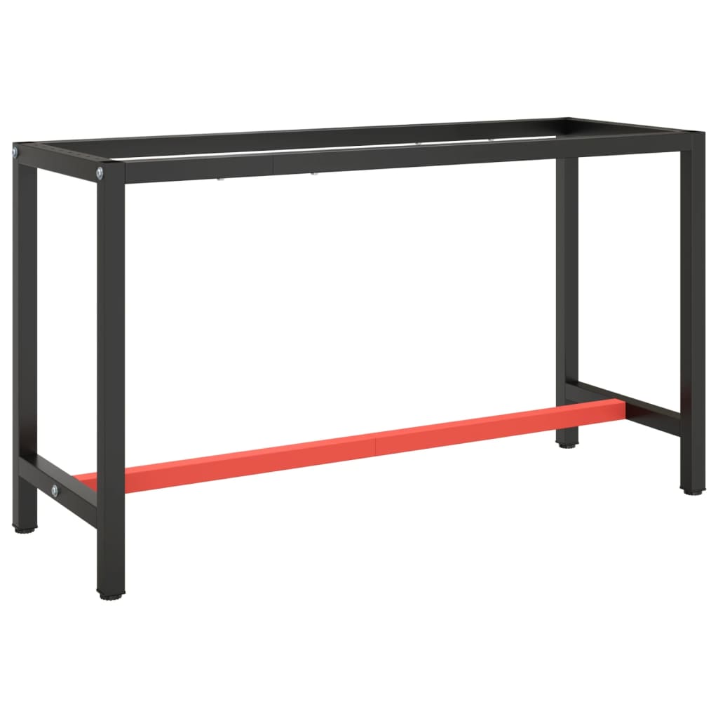 vidaXL Werkbankgestell Mattschwarz und Mattrot 140x50x79 cm Metall