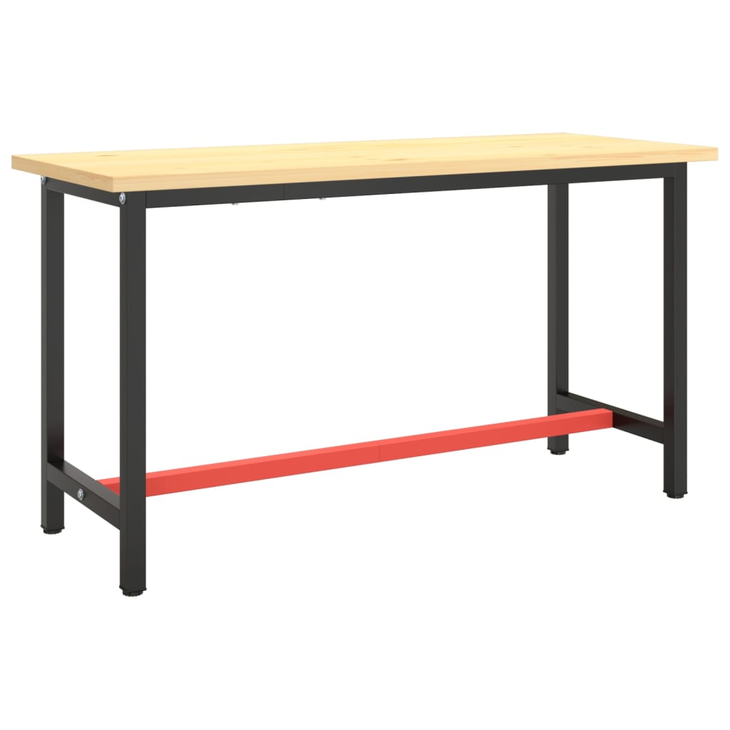 vidaXL Werkbankgestell Mattschwarz und Mattrot 140x50x79 cm Metall