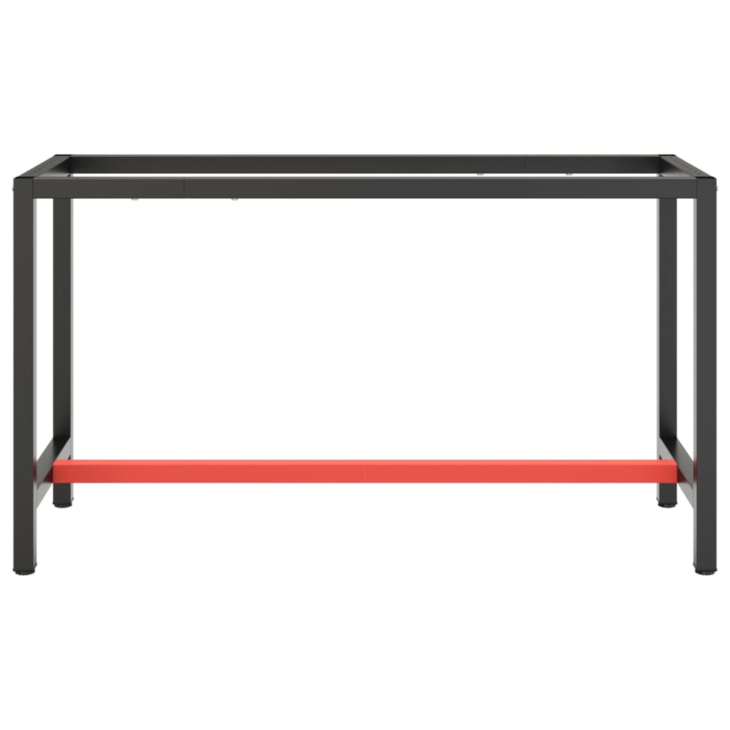 vidaXL Werkbankgestell Mattschwarz und Mattrot 140x50x79 cm Metall