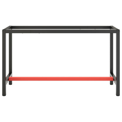 vidaXL Werkbankgestell Mattschwarz und Mattrot 140x50x79 cm Metall