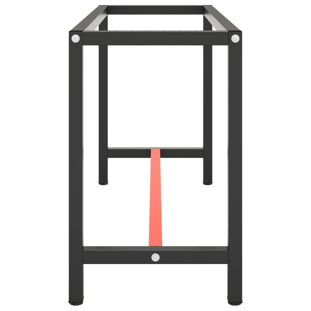 vidaXL Werkbankgestell Mattschwarz und Mattrot 140x50x79 cm Metall