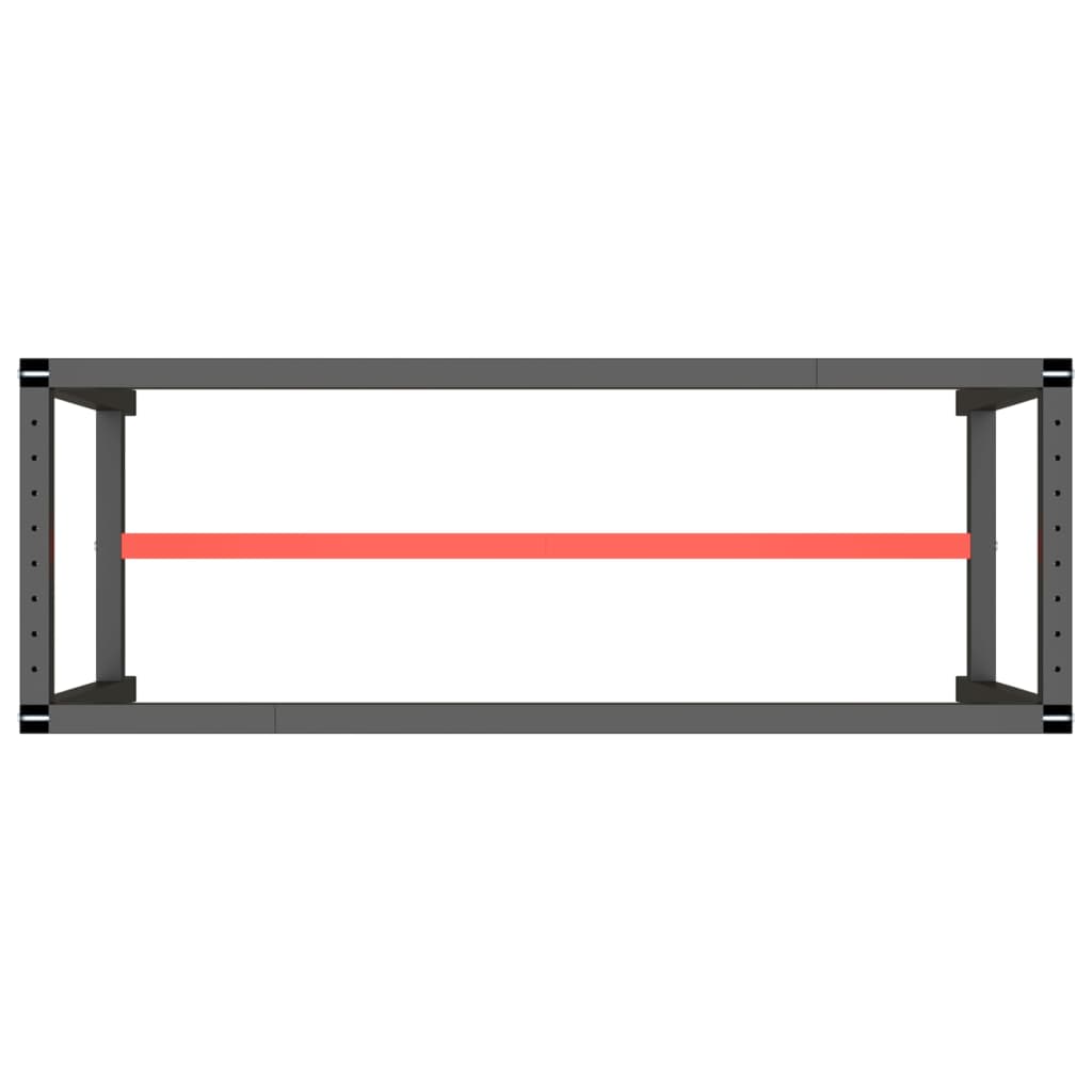 vidaXL Werkbankgestell Mattschwarz und Mattrot 140x50x79 cm Metall