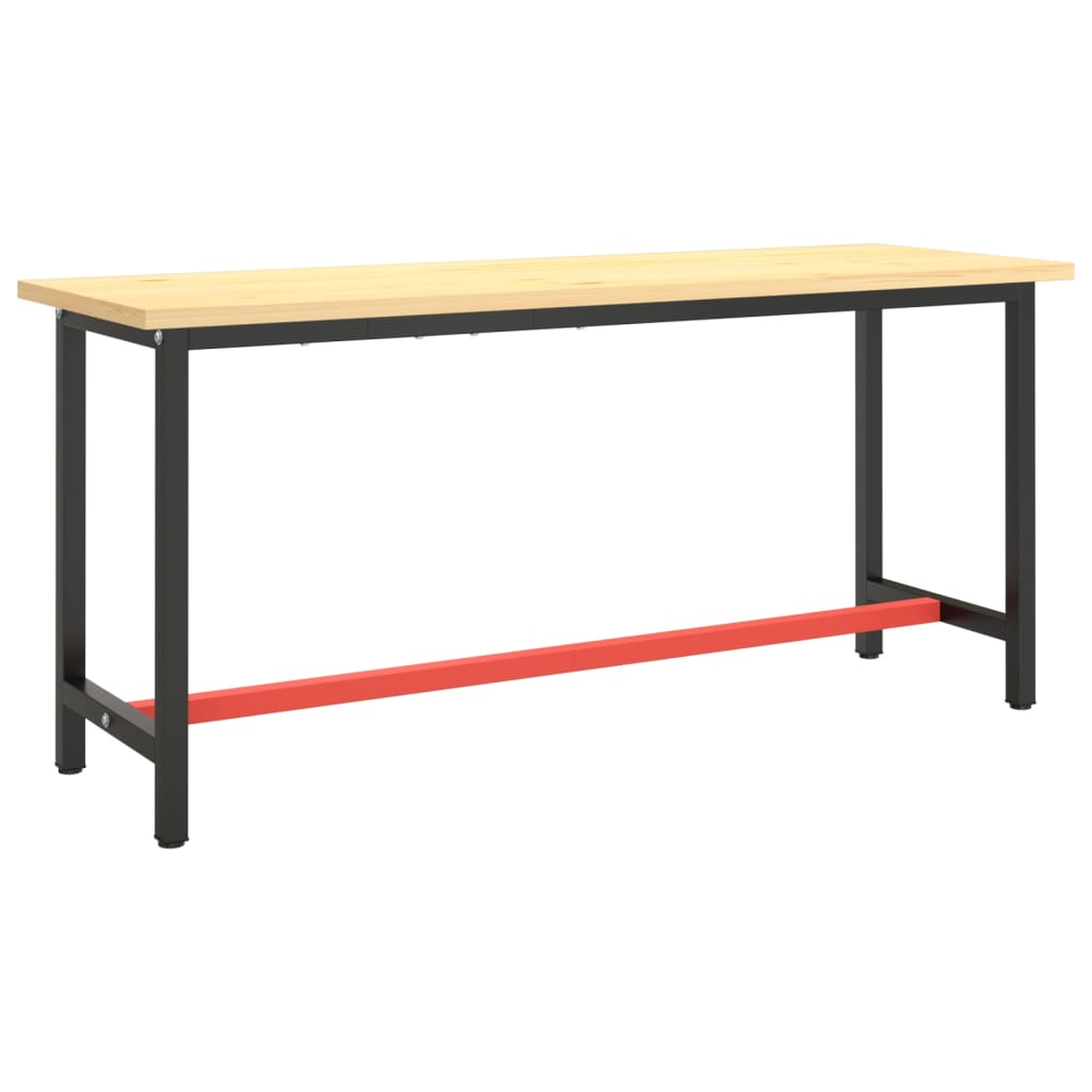 vidaXL Werkbankgestell Mattschwarz und Mattrot 170x50x79 cm Metall