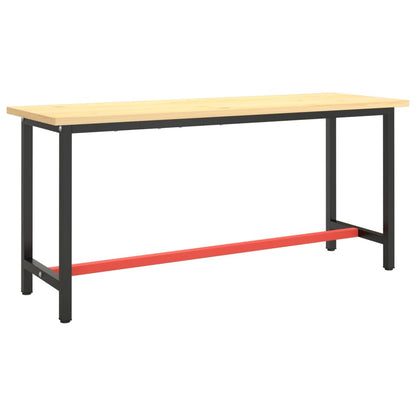 vidaXL Werkbankgestell Mattschwarz und Mattrot 170x50x79 cm Metall
