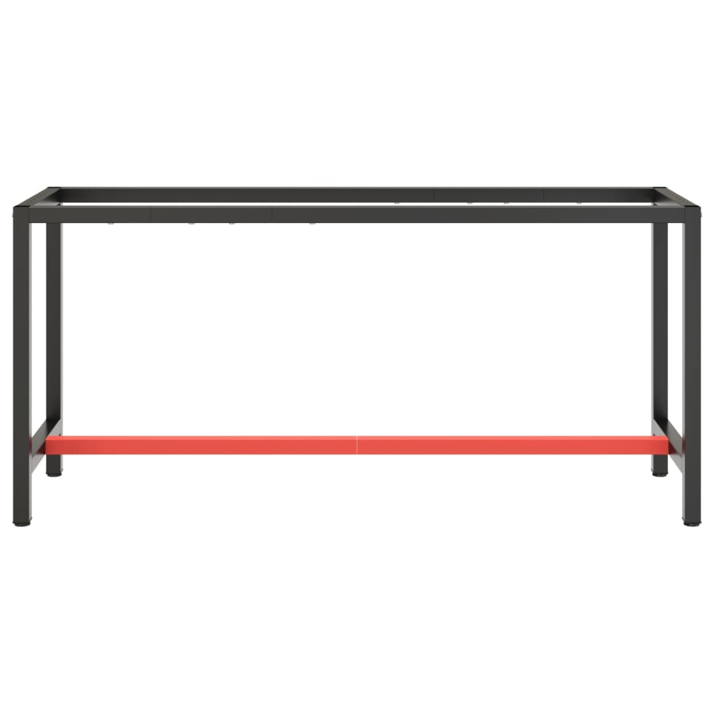 vidaXL Werkbankgestell Mattschwarz und Mattrot 170x50x79 cm Metall