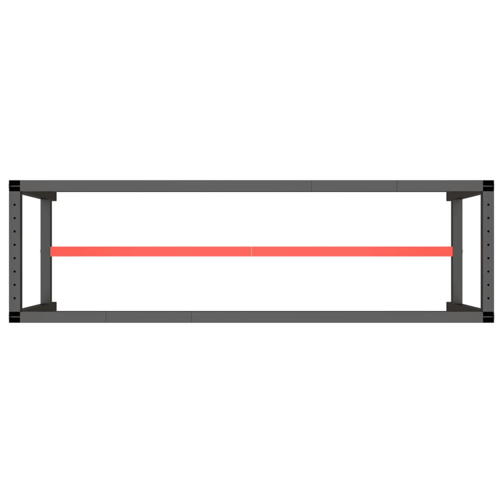 vidaXL Werkbankgestell Mattschwarz und Mattrot 170x50x79 cm Metall