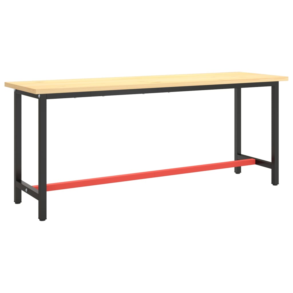vidaXL Werkbankgestell Mattschwarz und Mattrot 190x50x79 cm Metall