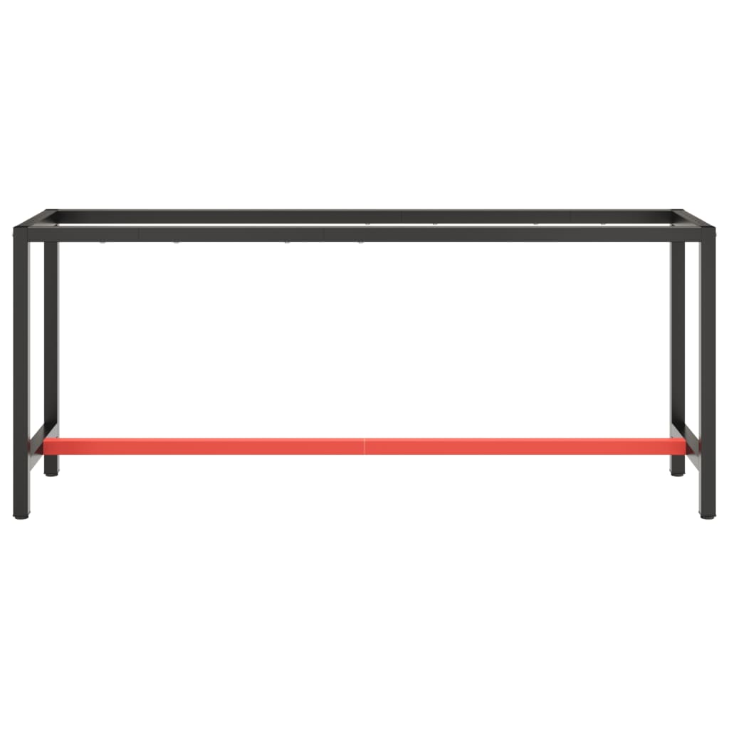 vidaXL Werkbankgestell Mattschwarz und Mattrot 190x50x79 cm Metall