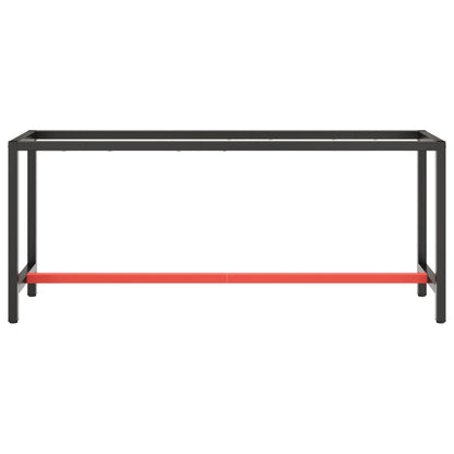vidaXL Werkbankgestell Mattschwarz und Mattrot 190x50x79 cm Metall