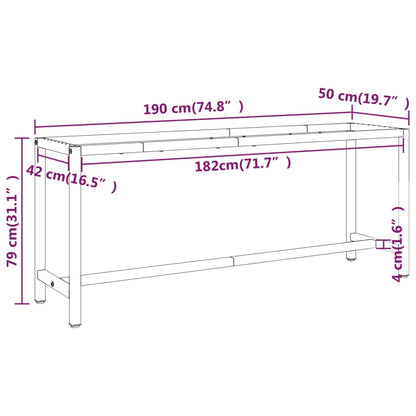 vidaXL Werkbankgestell Mattschwarz und Mattrot 190x50x79 cm Metall