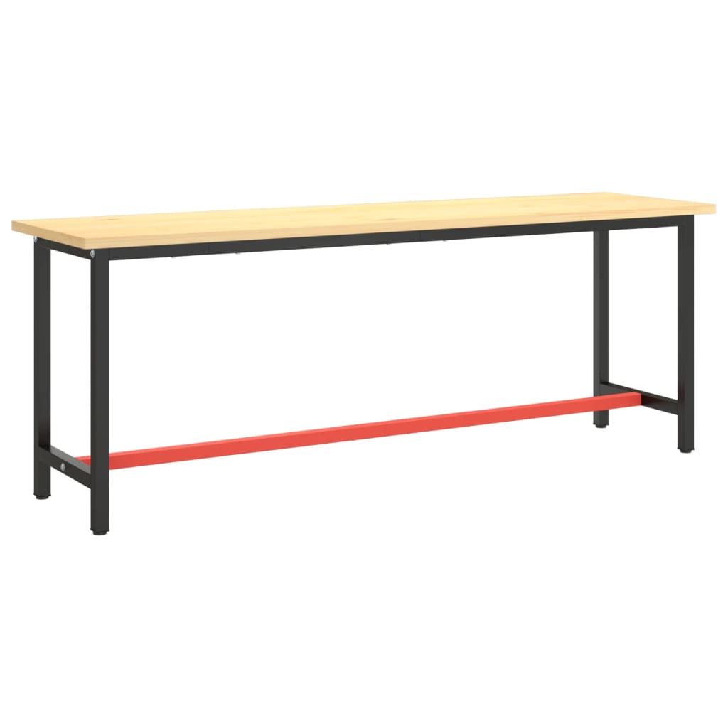 vidaXL Werkbankgestell Mattschwarz und Mattrot 210x50x79 cm Metall