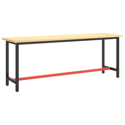 vidaXL Werkbankgestell Mattschwarz und Mattrot 210x50x79 cm Metall