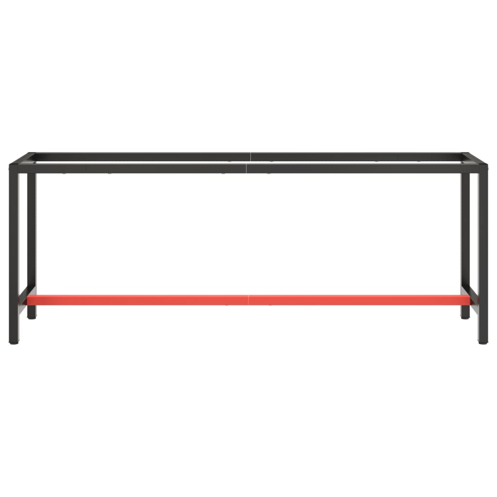 vidaXL Werkbankgestell Mattschwarz und Mattrot 210x50x79 cm Metall