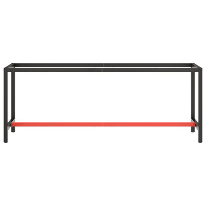 vidaXL Werkbankgestell Mattschwarz und Mattrot 210x50x79 cm Metall