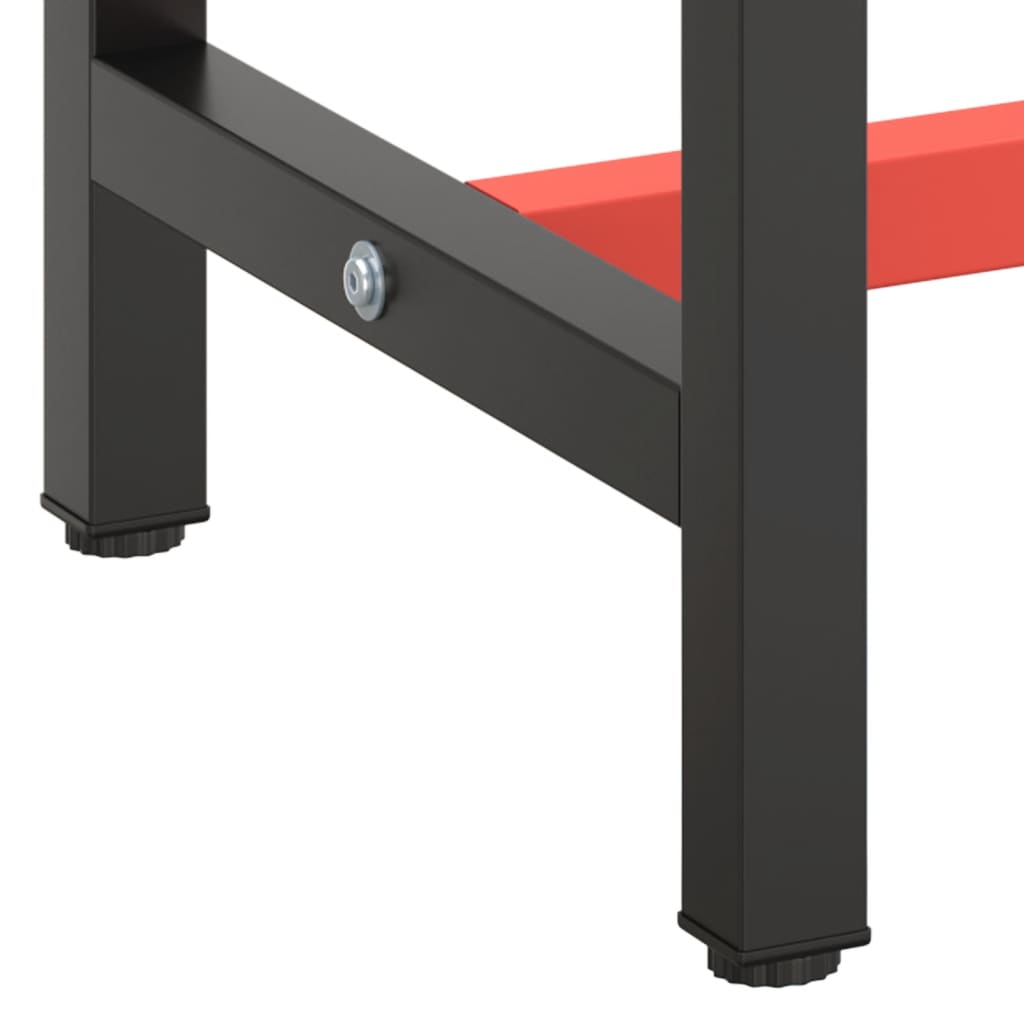 vidaXL Werkbankgestell Mattschwarz und Mattrot 210x50x79 cm Metall