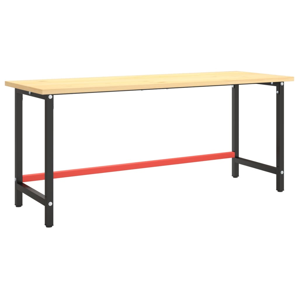 vidaXL Werkbankgestell Mattschwarz und Mattrot 180x57x79 cm Metall