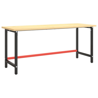vidaXL Werkbankgestell Mattschwarz und Mattrot 180x57x79 cm Metall