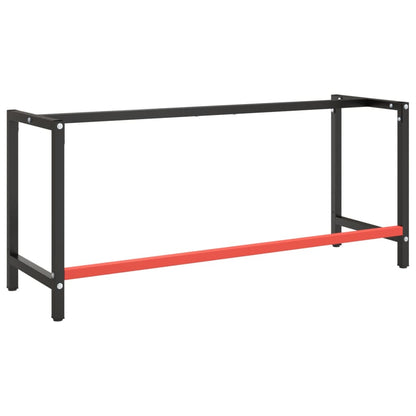 vidaXL Werkbankgestell Mattschwarz und Mattrot 180x57x79 cm Metall
