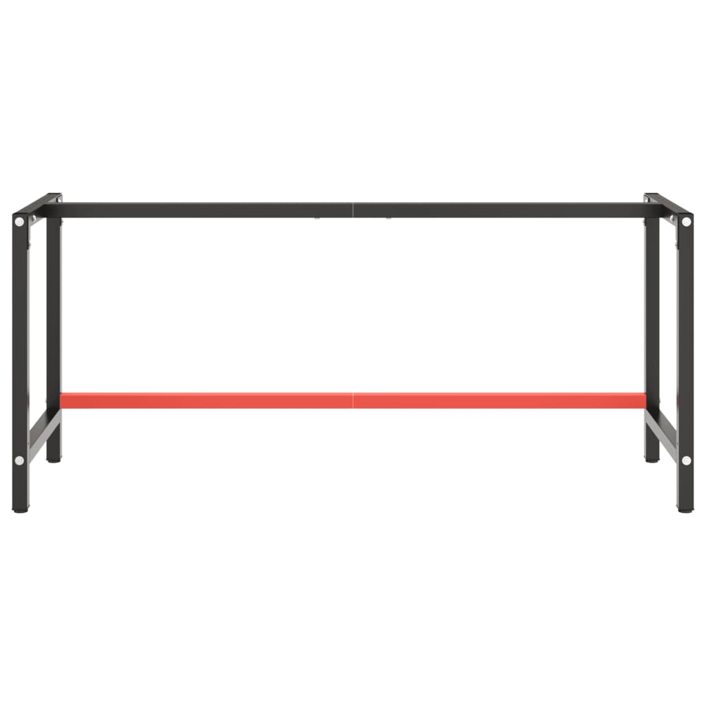 vidaXL Werkbankgestell Mattschwarz und Mattrot 180x57x79 cm Metall
