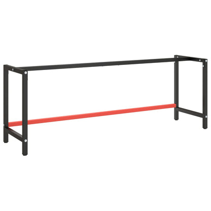 vidaXL Piétement d'établi noir mat et rouge mat 220x57x79 cm Métal