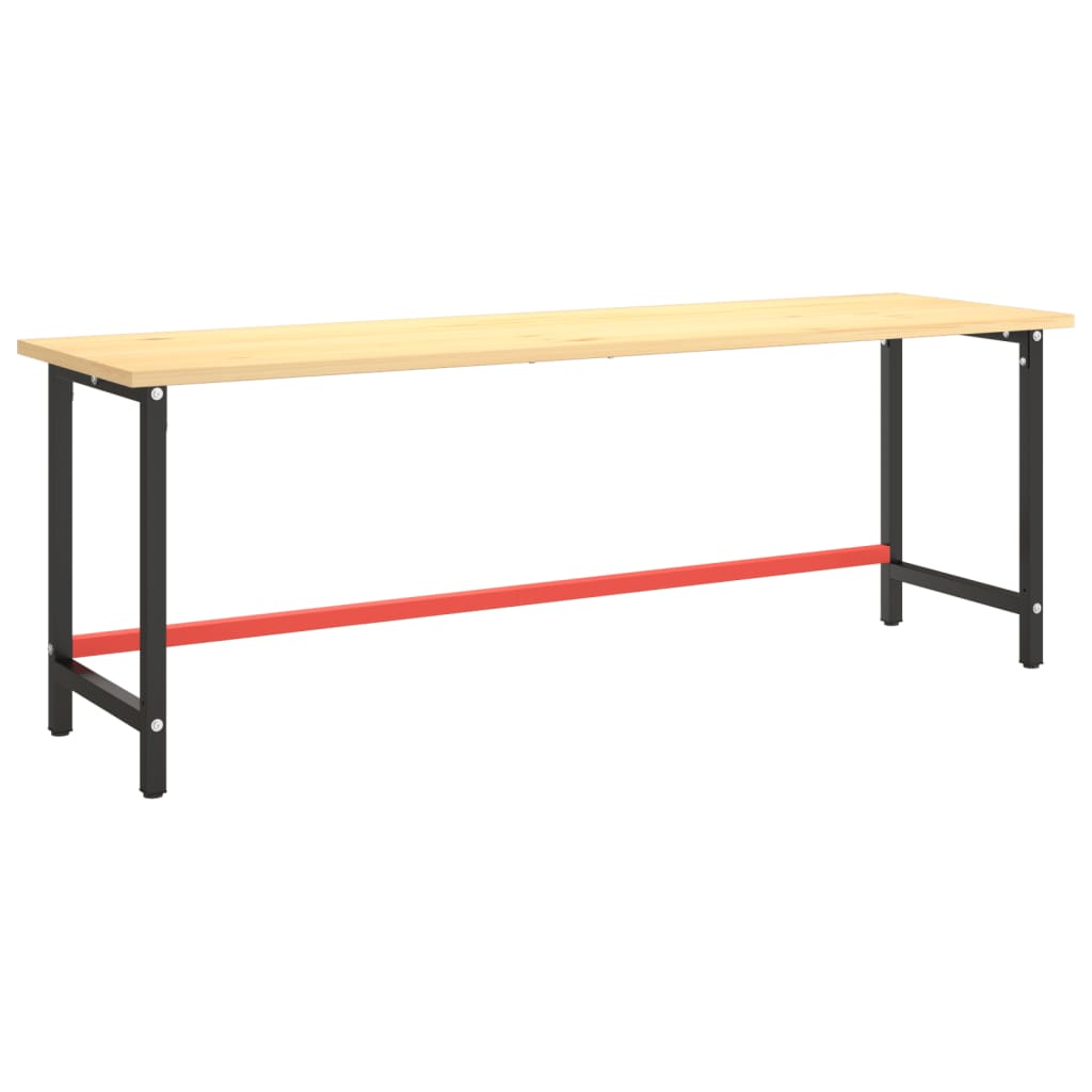 vidaXL Piétement d'établi noir mat et rouge mat 220x57x79 cm Métal