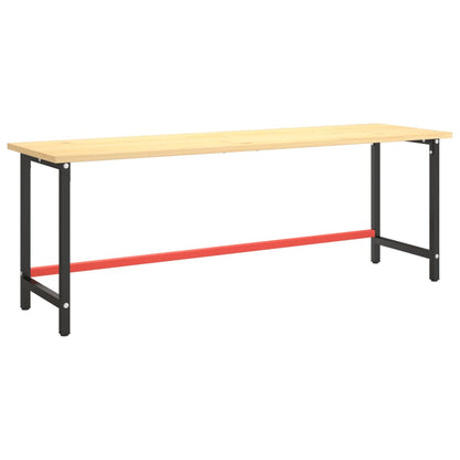 vidaXL Piétement d'établi noir mat et rouge mat 220x57x79 cm Métal